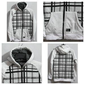 MATIX Boys YOUTH White Plaid Combo Hooded Sweater